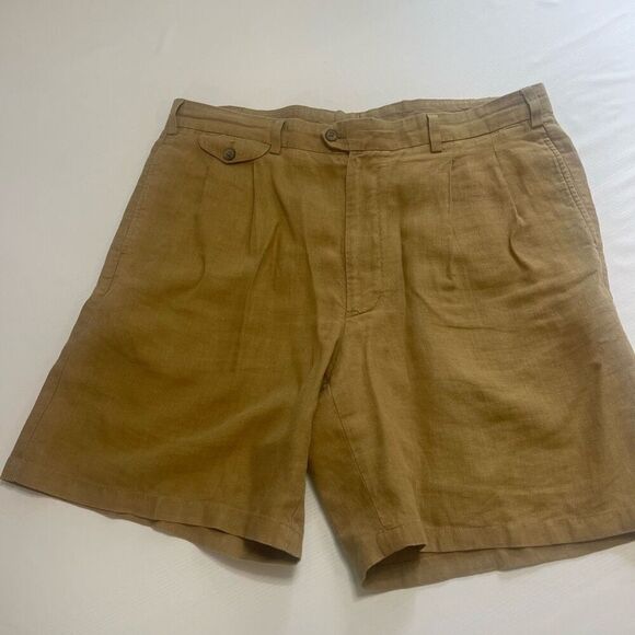 Facconable Pleated Linen Shorts Size 38 - Picture 1 of 10